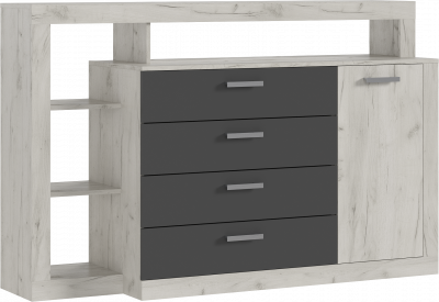 Ангара Комод Графит/дуб крафт белый