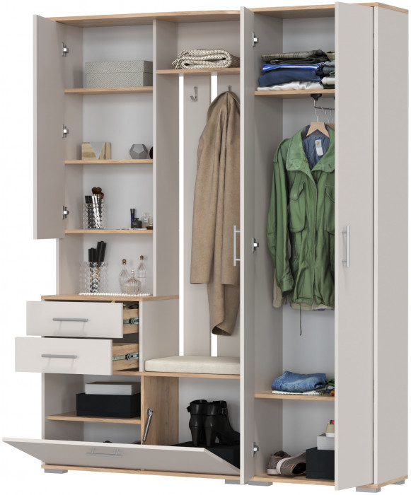 Прихожая 2-3430+2-3431дкз/к.с Домино - Комплект для прихожей, дуб крафт золотой/кашемир серый