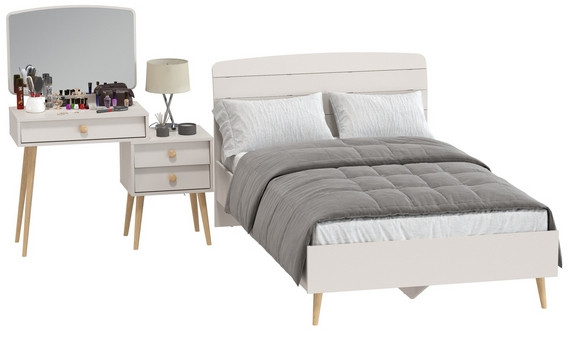 Афина Спальня Кровать 1200 + Трюмо, кашемир серый