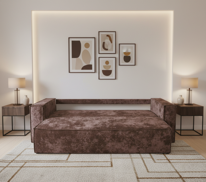 Диван-еврокнижка Лофт Люкс Плюш, 140х195, коричневый