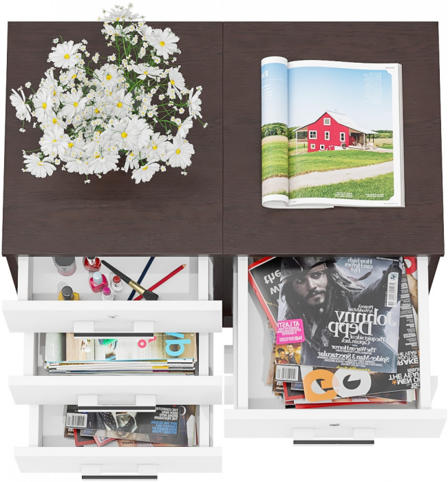 Две тумбы выкатных С-МД-3-02, венге/белый шагрень