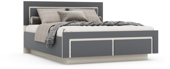 Кровать 160х200 "Ривьера" №1 с подъемным основанием - Ясень снежный/Графит