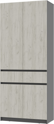 Шкаф 2-х створчатый "Багира" ШК-03 Графит/Крафт белый