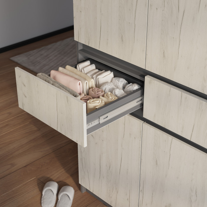 Шкаф 2-х створчатый "Багира" ШК-03 Графит/Крафт белый