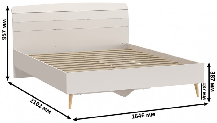 Афина Спальня 05-1600, цвет кашемир серый, сп.м. 1600х2000 мм., б/м, основание есть - фанера