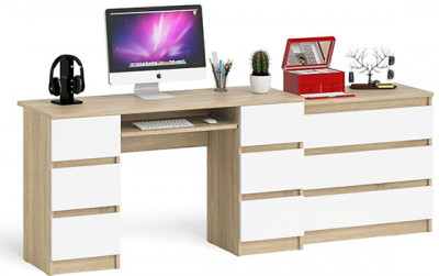 Мори компьютерный стол МС-2 + Комод МК800.1, дуб сонома/белый