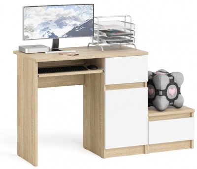 Мори Стол компьютерный МС-1 правый + Тумба ТМП400.1, цвет дуб сонома/белый, ШхГхВ 130,4х50х76,6 см., выдвижной ящик справа, НЕ универсальная сборка