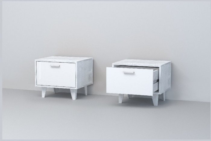 Эго Тумба Т-5 НГ (Глянец Белый/Бетон Светлый)
