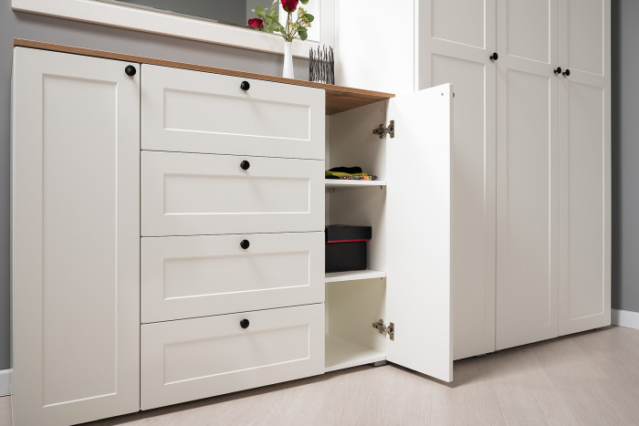 Остин Прихожая 20, белый шагрень/дуб крафт золотой