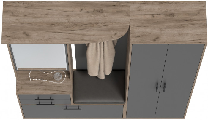 Прихожая 2-3430+2-3431дкт/граф Домино - Комплект для прихожей, дуб крафт табачный/графит