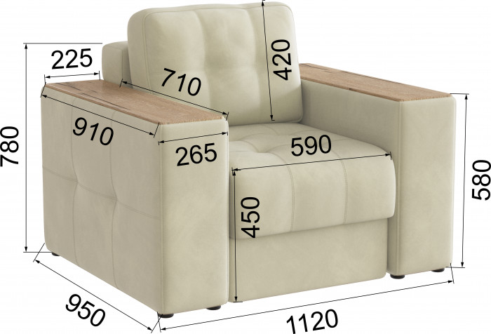 Кресло Виконт, Бежевый/Дуб канадский МДФ