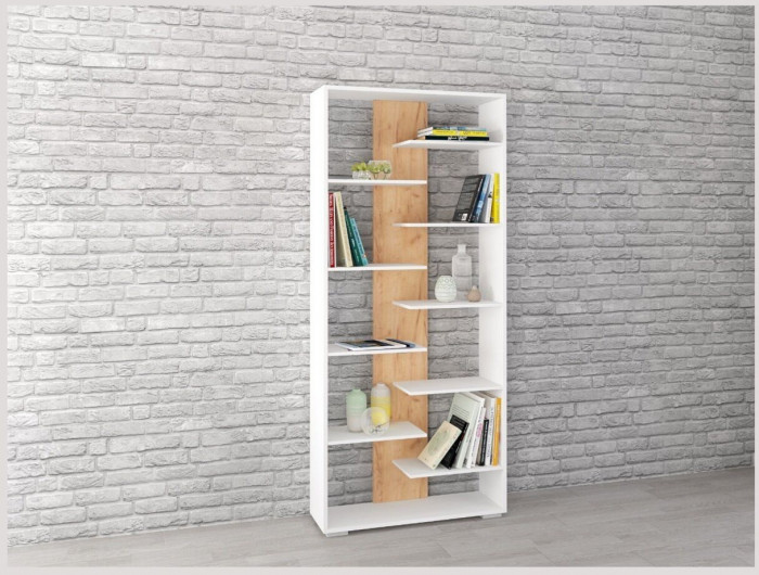 Стеллаж Ромео-3 белый/дуб крафт золотой