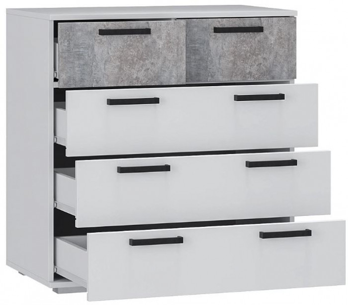 Комод "Стандарт №5" NEW (800х828х460) белый/цемент светлый