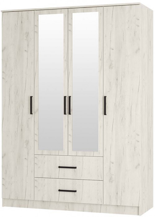 "Фиеста" шкаф 4-х створчатый (1600х2216х610) дуб крафт белый