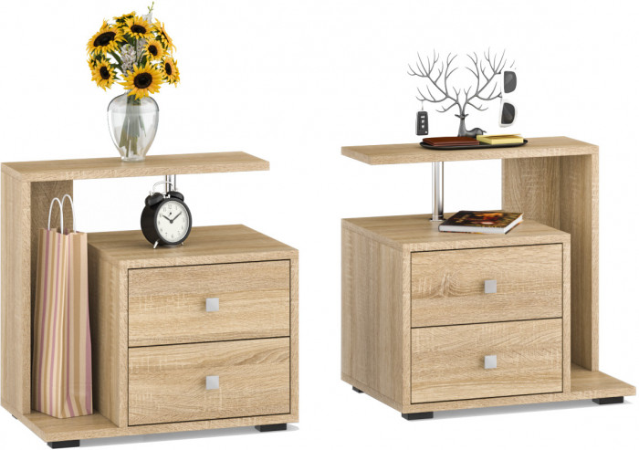 Камелия Кровать 1800 + две тумбы, дуб сонома