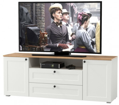 Остин 16.47 Тумба под ТВ, цвет белый шагрень/дуб крафт золотой, ШхГхВ 160х41,9х60,8 см.