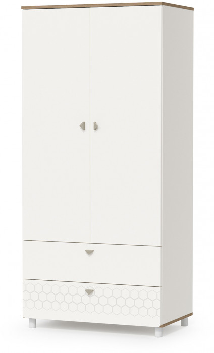 Эйп 13.334 Шкаф для одежды + 13.322 Комод , цвет белый/дуб белый, ШхГхВ 170х51,1х183,8 см., универсальная сборка