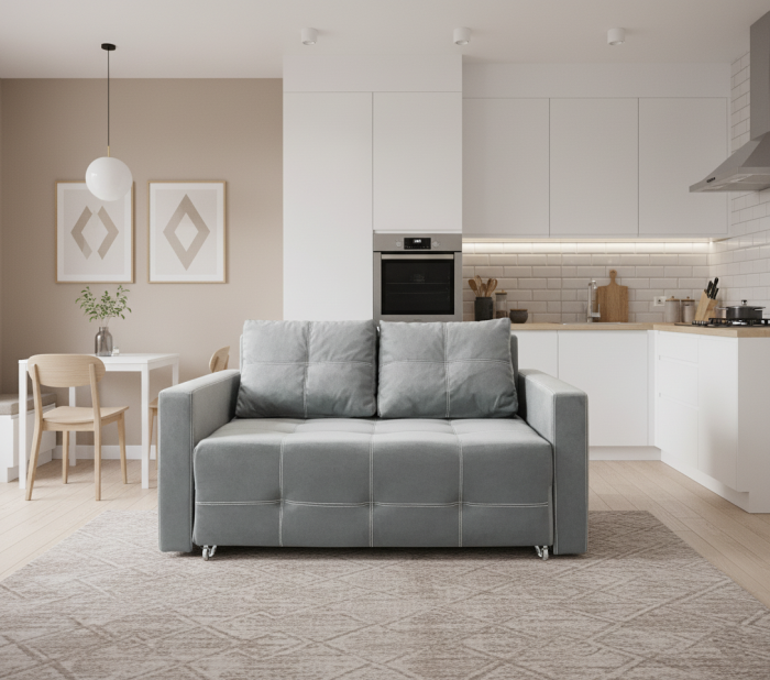 Диван-аккордеон Марс, сп.м. 120х200, велюр серый