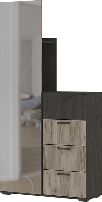 Эдинбург вешалка ВШ-01 (1,002х2,000х0,350) железный камень/дуб крафт серый