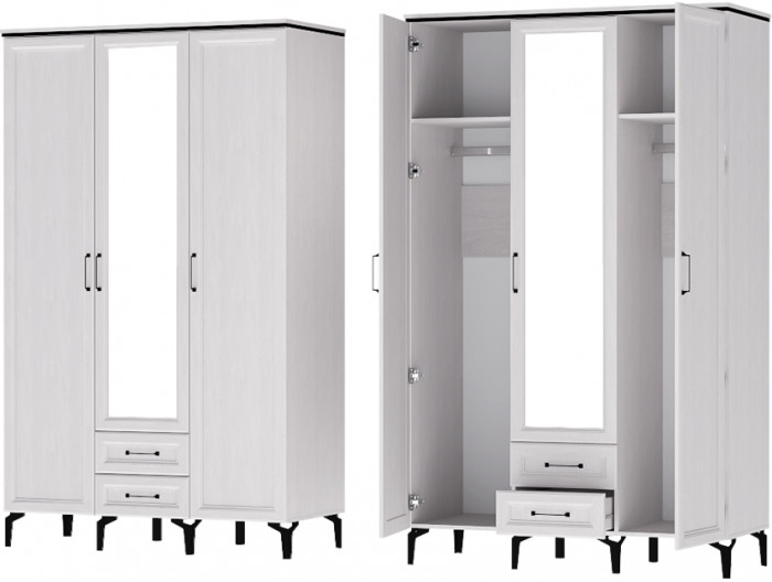 Шарм Шкаф Шк-3 Ясень Анкор Светлый/Рамка/Зеркало