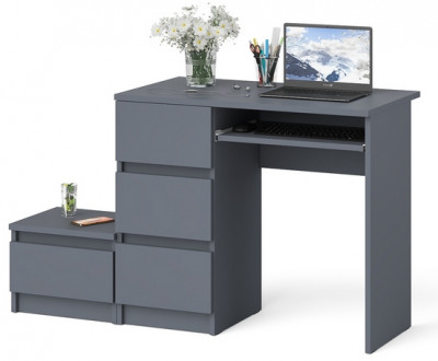 Мори Стол компьютерный МС-6 левый + Тумба ТМП400.1, цвет графит, ШхГхВ 130,4х50х76,6 см., выдвижные ящики слева, НЕ универсальная сборка