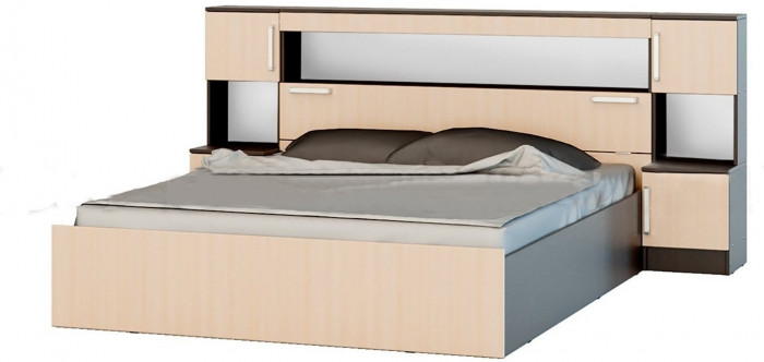 Басямиф Кровать с надстройкой 160 (Венге / дуб беленый)