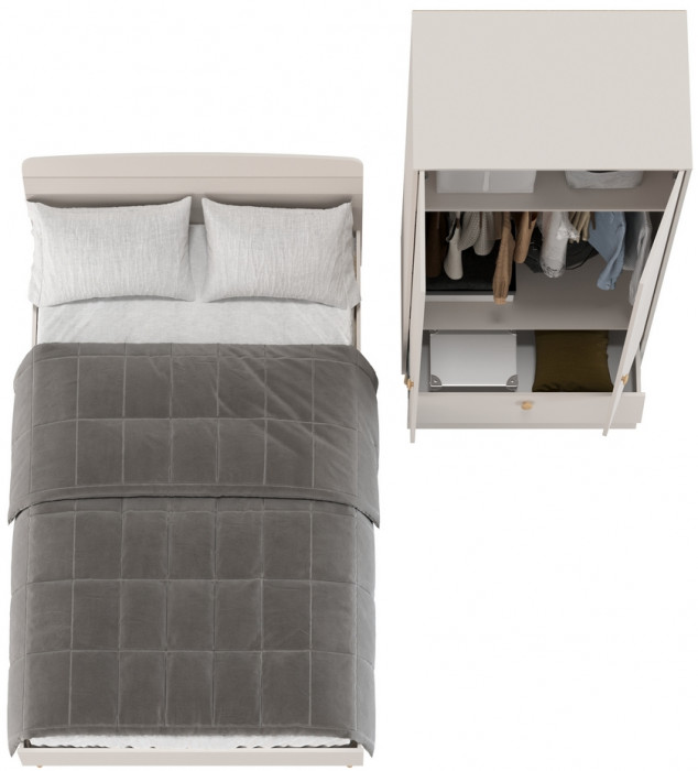 Афина Спальня Кровать 1200 + Шкаф 2-х дверный, кашемир серый