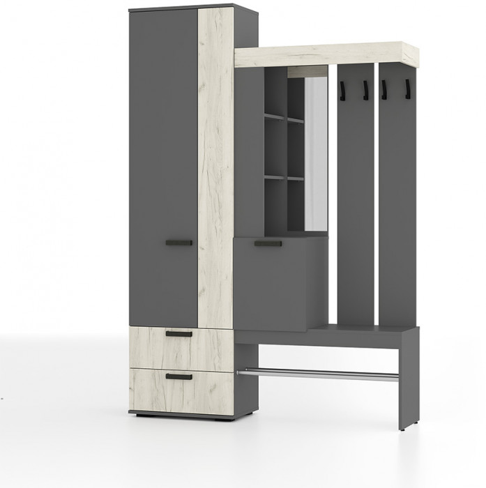 Прихожая "Трамп" Графит/дуб крафт белый