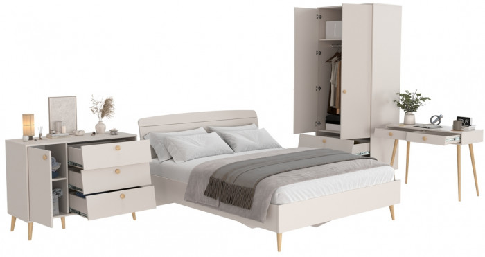 Афина Спальня 06-1600, цвет кашемир серый, сп.м. 1600х2000 мм., б/м, основание есть - фанера