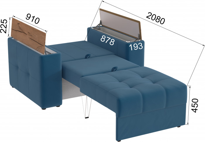 Кресло-кровать "Нави", Атлантида/МДФ дуб канадский