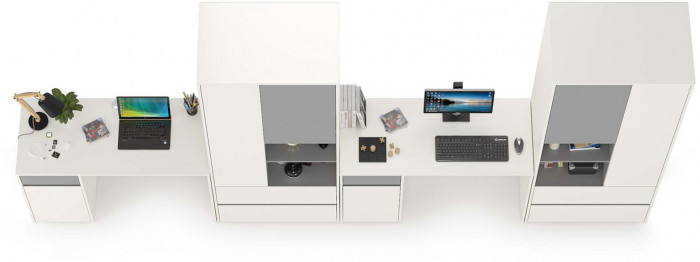 Торонто Компоновка № 11, цвет белый шагрень/стальной серый, ШхГхВ 400х53,1х195,7 см., универсальная сборка