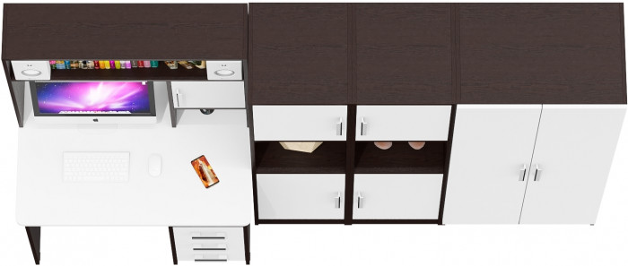 С-МД-СК9 Компоновка № 03, венге/белый шагрень