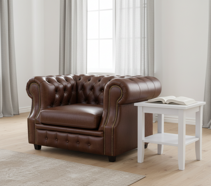 Кресло Честер ЛОФТ, экокожа светло-коричневый