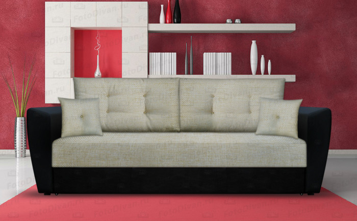 Диван-кровать Амстердам, 160х195, раскладной, еврокнижка, пружинный блок, рогожка/экокожа, коричнево бежевый