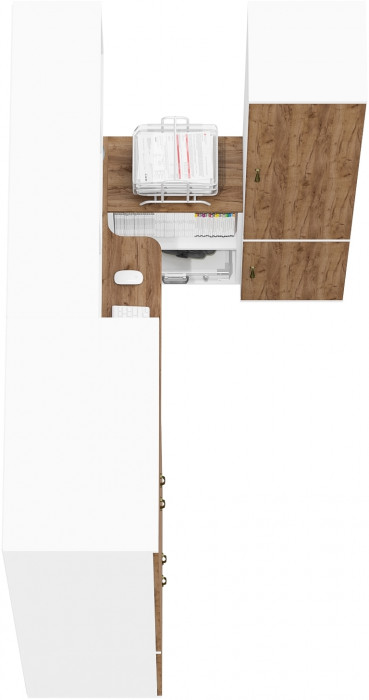 Лидер-8 Шкаф МД 19Б + Стол + Полка + Пенал 22Б, белый шагрень/крафт золото
