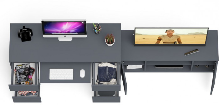 Мори компьютерный стол МС-2 + Тумба МТВ1200.1, графит