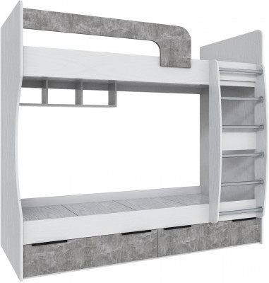Кровать Мадрид (0,8) двухярусная, Белый/Ателье светлое