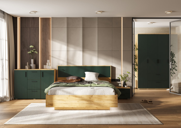 Сильвия Спальня, Браш Мени Грин/Дуб крафт