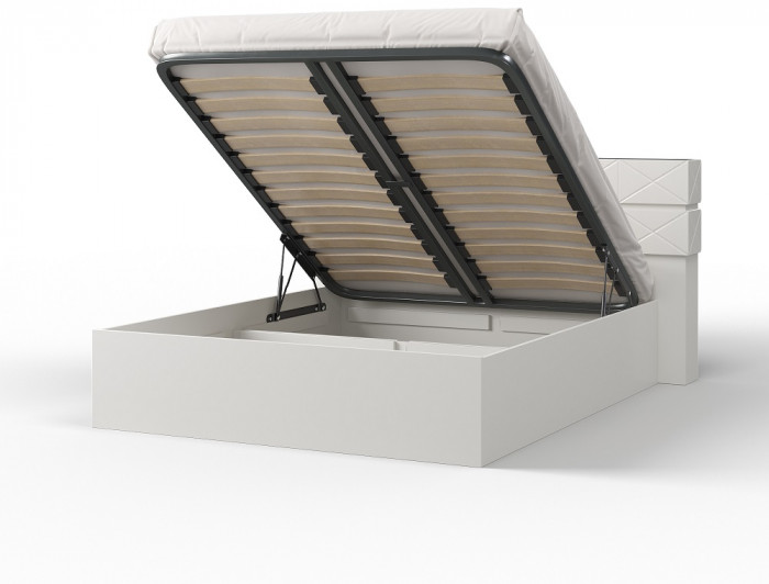 Кровать 160х200 с подъемным механизмом "Агата" - Белый текстурный/Дуб полярный